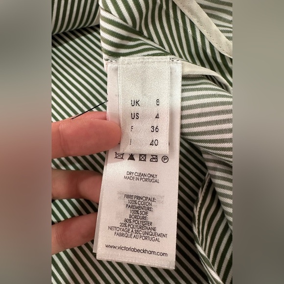 NWOT Victoria Beckham Double Knot Green White Sleeveless Dress Size 4 - Picture 12 of 13